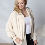 Nia Casual High Neck Zip Up Jacket - Alpaca