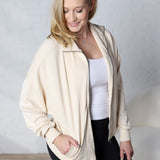 Nia Casual High Neck Zip Up Jacket - Alpaca