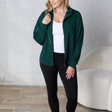 Nia Casual High Neck Zip Up Jacket - Dk Green