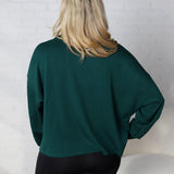 Nia Casual High Neck Zip Up Jacket - Dk Green