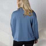 Nia Casual High Neck Zip Up Jacket - Gray Blue