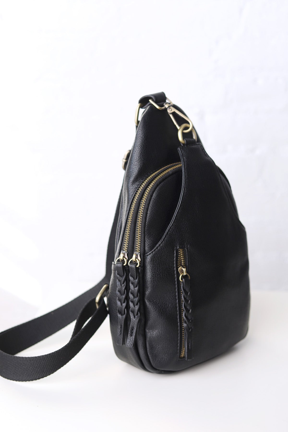 Nikki Dual Compartment Crossbody Sling Bag - Black