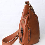Nikki Dual Compartment Crossbody Sling Bag - Brown