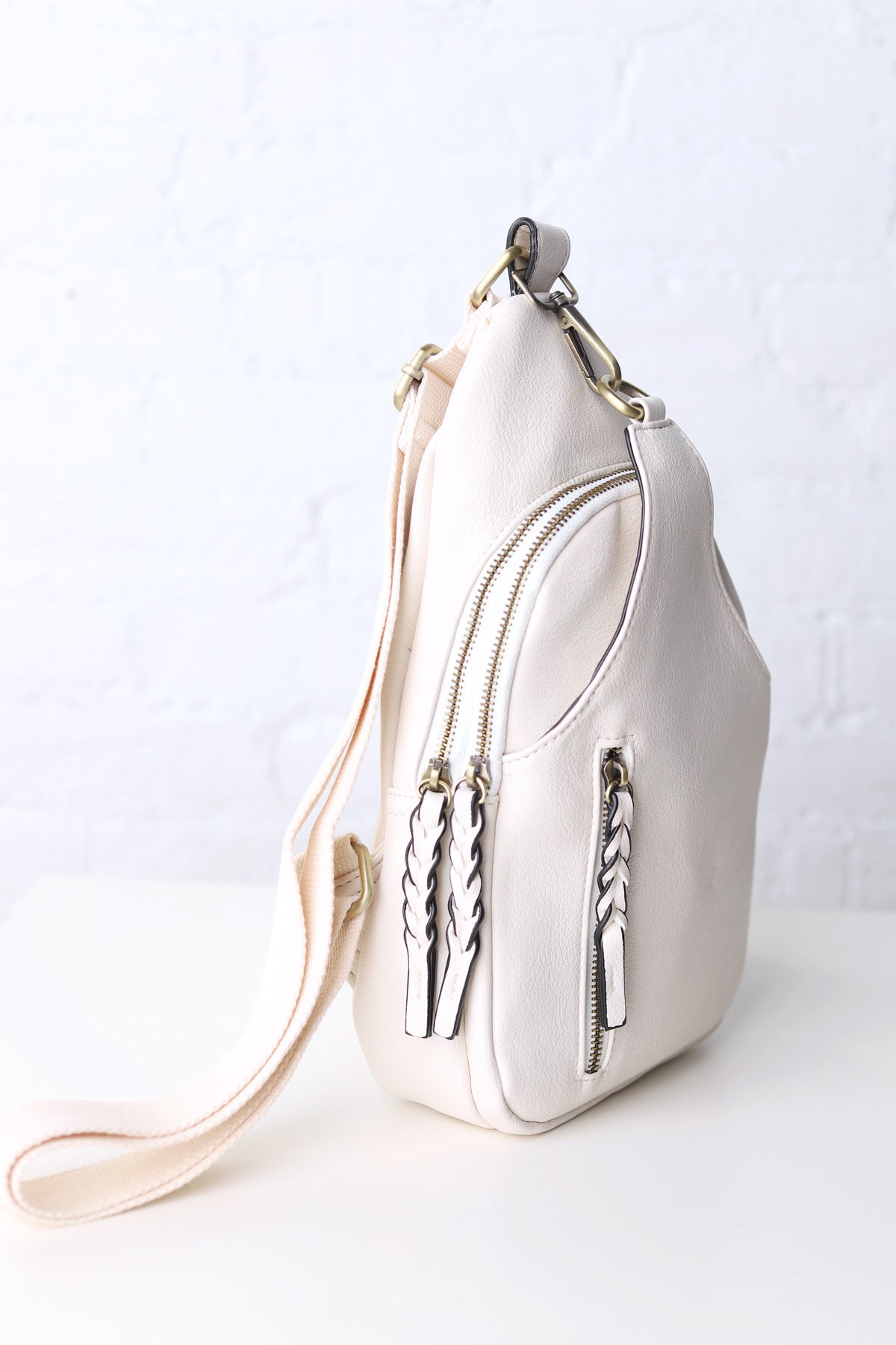 Nikki Dual Compartment Crossbody Sling Bag - Ivory