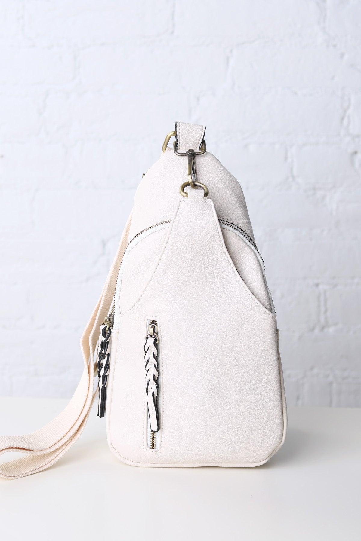 Nikki Dual Compartment Crossbody Sling Bag - Ivory