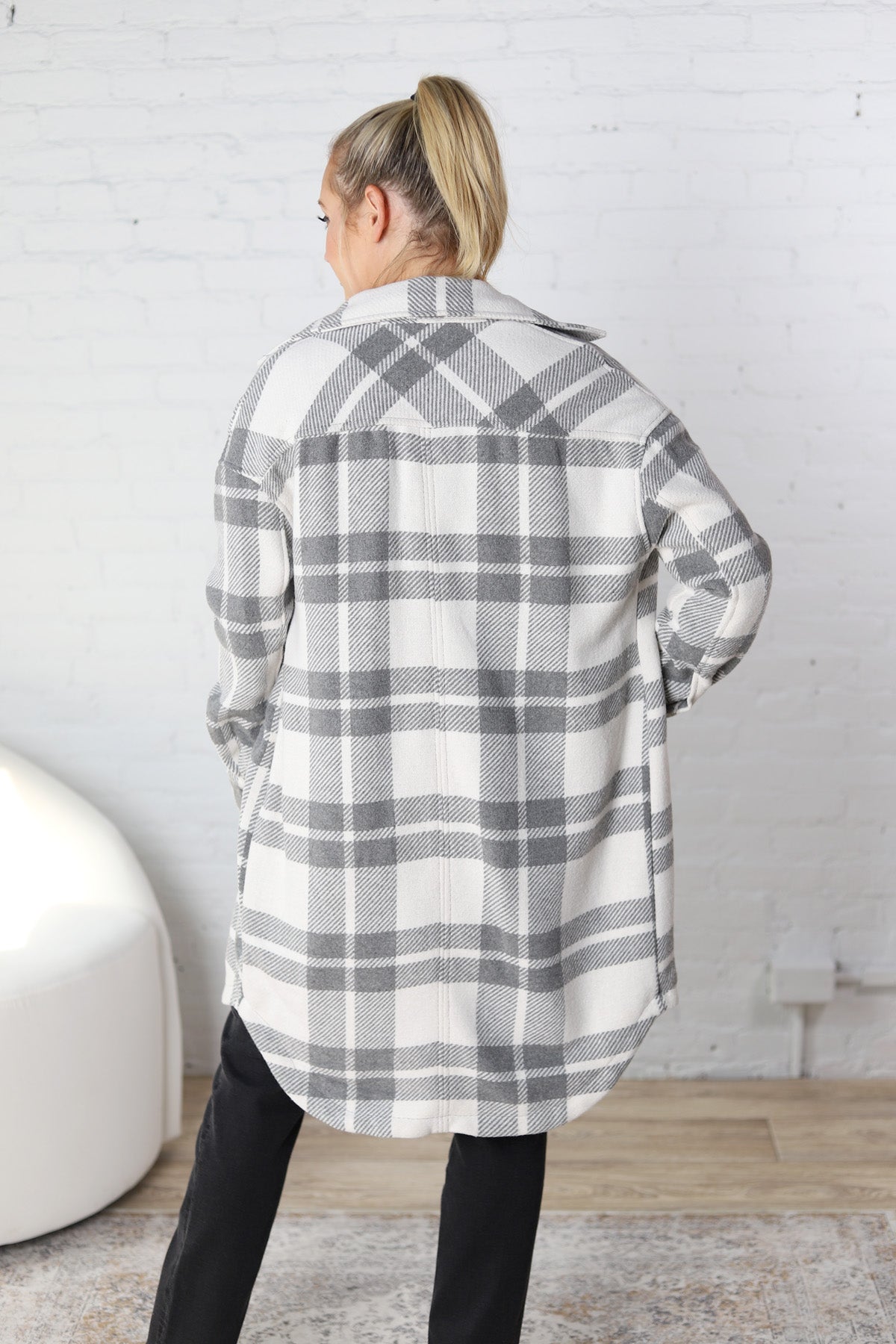 Noah Wool Like Long Plaid Shacket