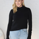 Noelia Long Sleeve Mock Neck Sweater - Black