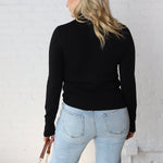 Noelia Long Sleeve Mock Neck Sweater - Black