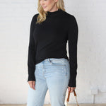 Noelia Long Sleeve Mock Neck Sweater - Black