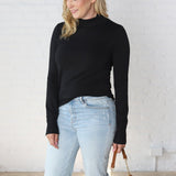 Noelia Long Sleeve Mock Neck Sweater - Black