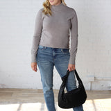 Noelia Long Sleeve Mock Neck Sweater - Heather Smoke