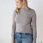 Noelia Long Sleeve Mock Neck Sweater - Heather Smoke