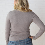 Noelia Long Sleeve Mock Neck Sweater - Heather Smoke