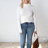 Noelia Long Sleeve Mock Neck Sweater - Ivory