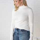 Noelia Long Sleeve Mock Neck Sweater - Ivory