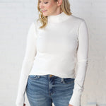 Noelia Long Sleeve Mock Neck Sweater - Ivory