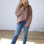 Noella Lightweight Striped Sweater - Mocha