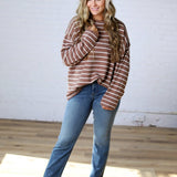 Noella Lightweight Striped Sweater - Mocha