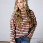 Noella Lightweight Striped Sweater - Mocha