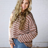 Noella Lightweight Striped Sweater - Mocha