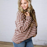 Noella Lightweight Striped Sweater - Mocha