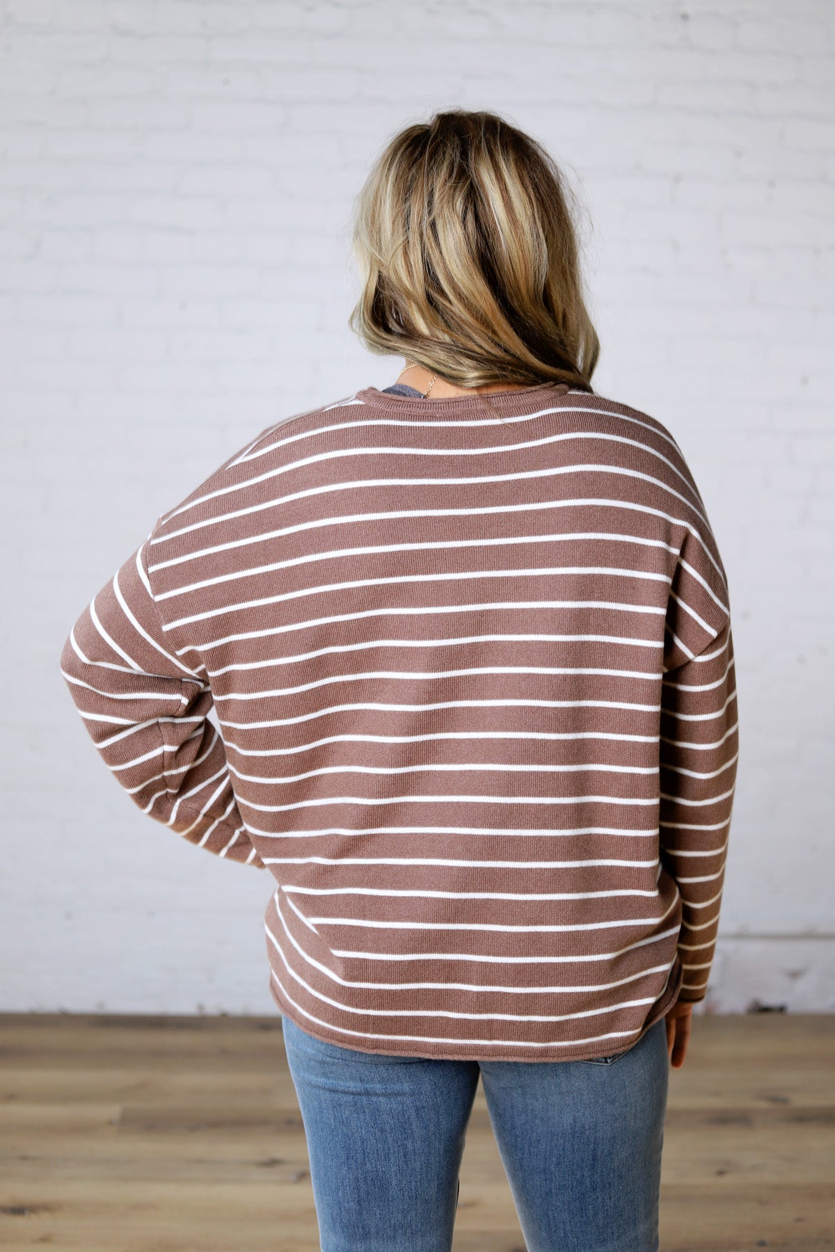 Noella Lightweight Striped Sweater - Mocha