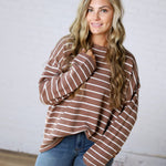 Noella Lightweight Striped Sweater - Mocha