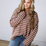 Noella Lightweight Striped Sweater - Mocha