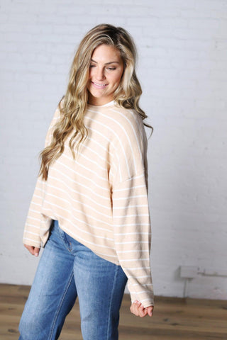 Noella Lightweight Striped Sweater - Oatmeal