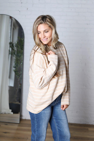 Noella Lightweight Striped Sweater - Oatmeal