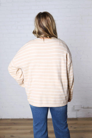 Noella Lightweight Striped Sweater - Oatmeal