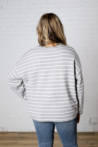 Noella Lighweight Striped Sweater - Grey