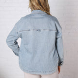 Noelle Washed Hi Low Shacket - Medium Wash