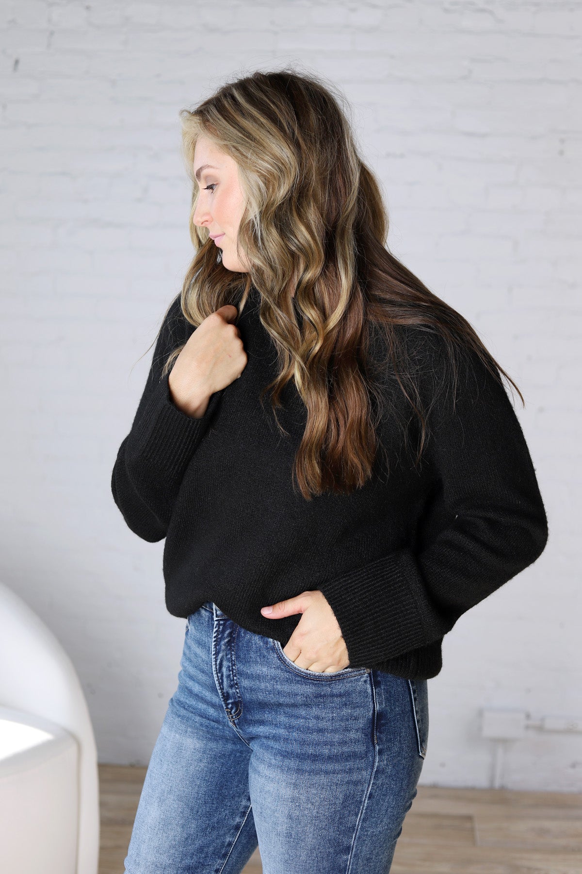 Noemie Relaxed Fit Everyday Sweater - Black