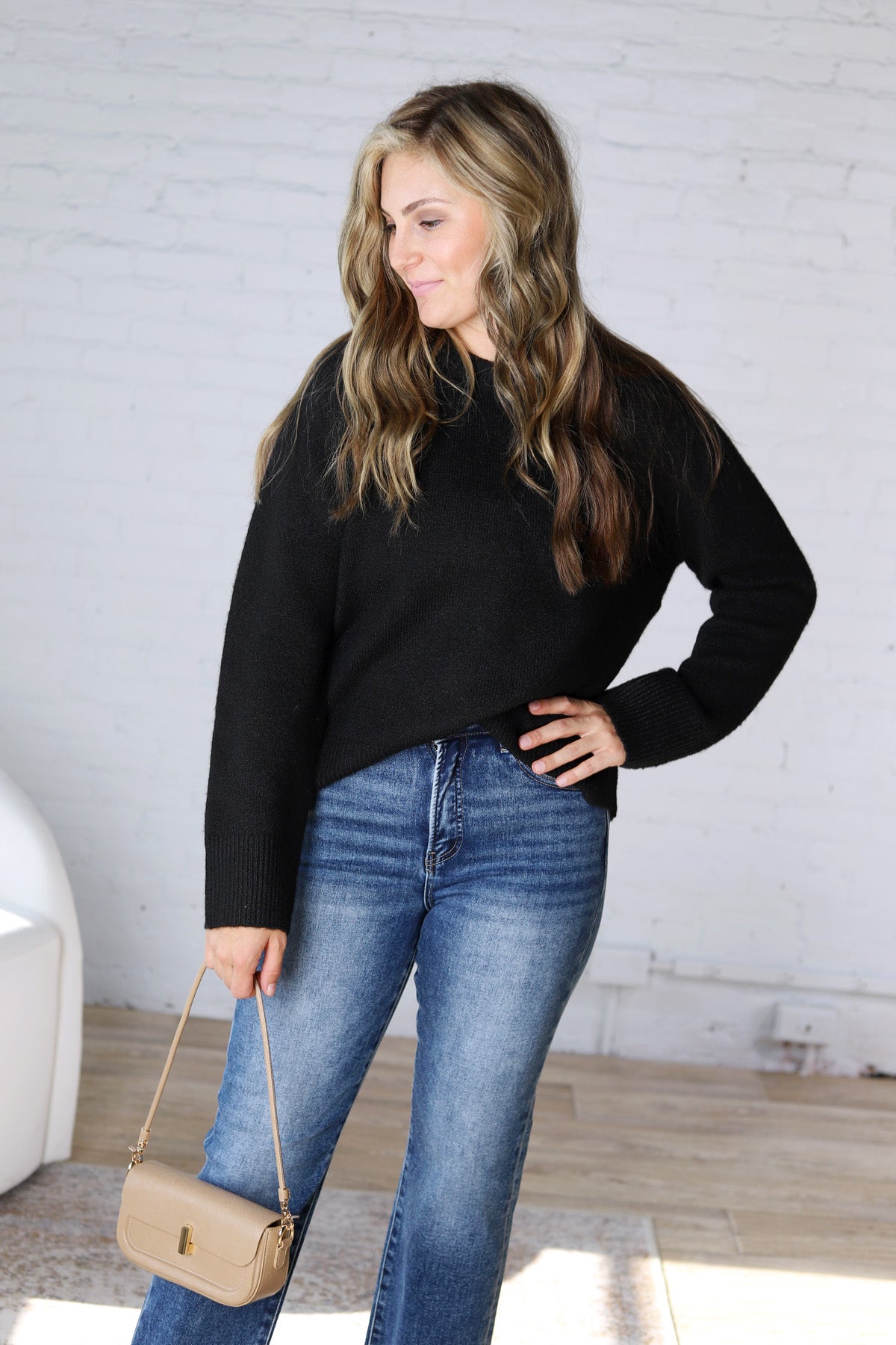 Noemie Relaxed Fit Everyday Sweater - Black