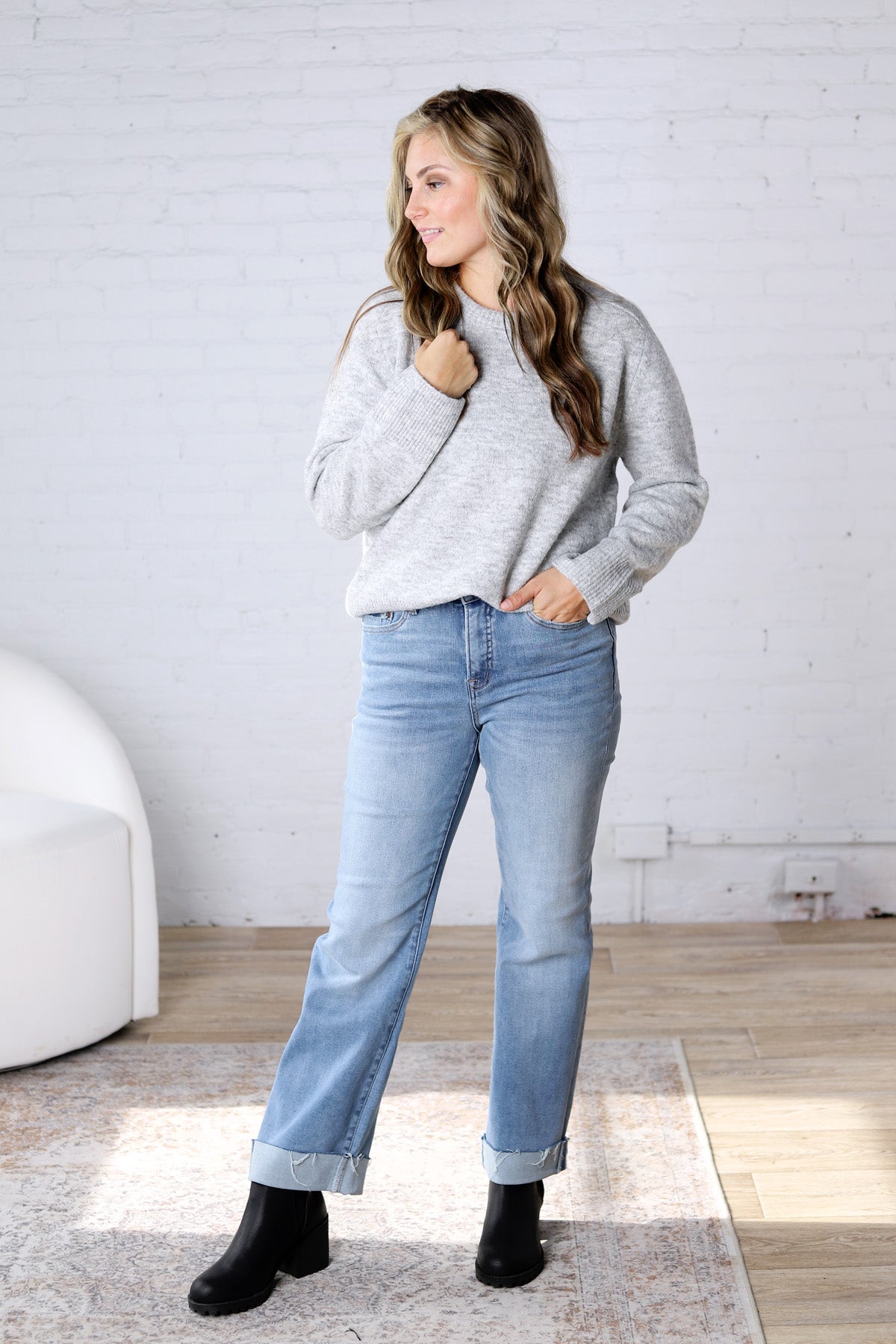 Noemie Relaxed Fit Everyday Sweater - Heather Grey
