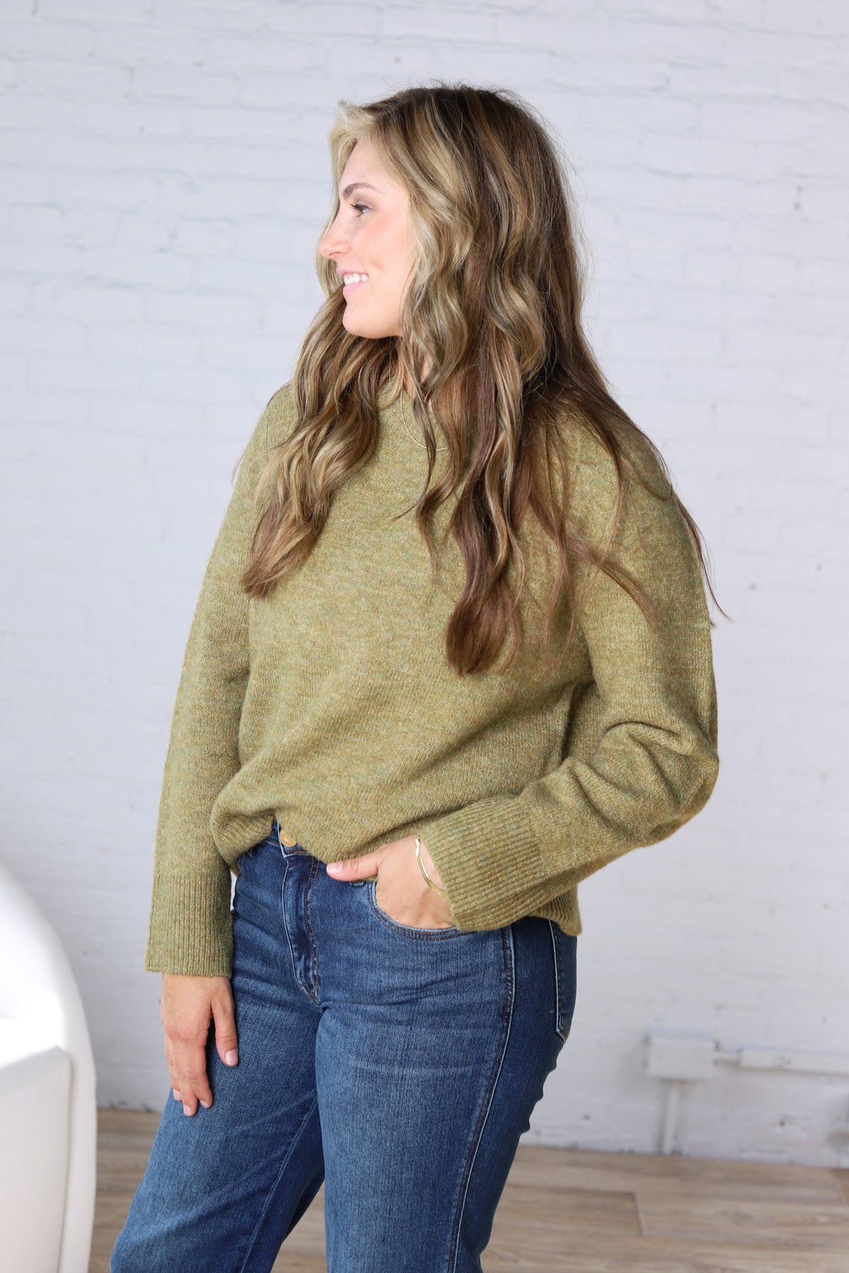 Noemie Relaxed Fit Everyday Sweater - Moss