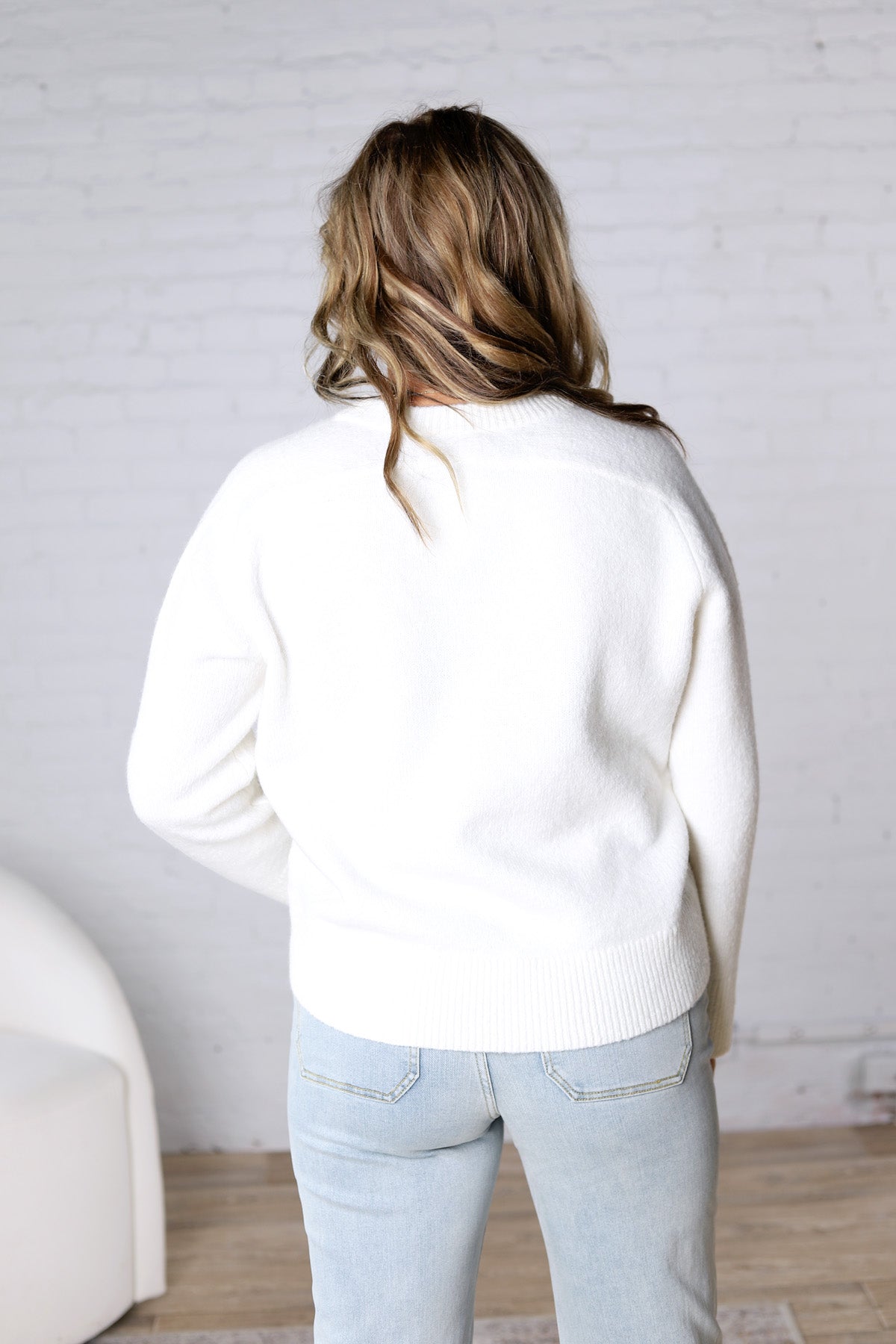 Noemie Relaxed Fit Everyday Sweater - White