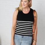 Nola Sleeveless Striped Sweater Top - Black/White - FINAL SALE