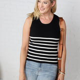 Nola Sleeveless Striped Sweater Top - Black/White - FINAL SALE