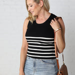 Nola Sleeveless Striped Sweater Top - Black/White - FINAL SALE