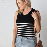 Nola Sleeveless Striped Sweater Top - Black/White - FINAL SALE