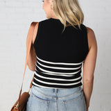 Nola Sleeveless Striped Sweater Top - Black/White - FINAL SALE