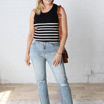 Nola Sleeveless Striped Sweater Top - Black/White - FINAL SALE