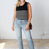 Nola Sleeveless Striped Sweater Top - Black/White - FINAL SALE