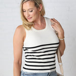 Nola Sleeveless Striped Sweater Top - White/Black - FINAL SALE