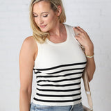 Nola Sleeveless Striped Sweater Top - White/Black - FINAL SALE