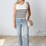 Nola Sleeveless Striped Sweater Top - White/Black - FINAL SALE