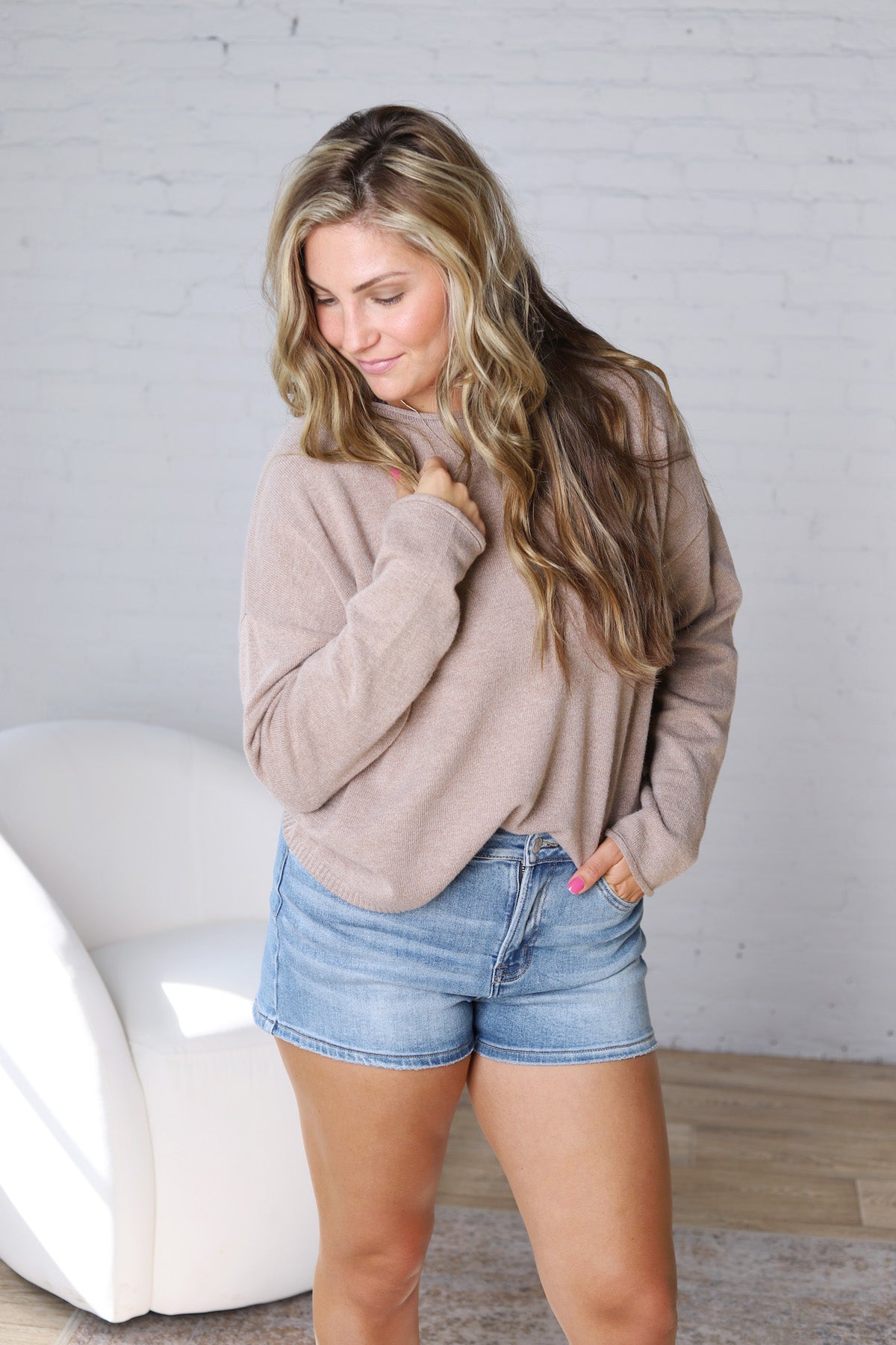 Nolae Boat Neck Lightweight Sweater - Oatmeal
