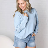 Nolae Boat Neck Lightweight Sweater - Sky